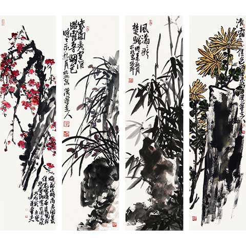 画家刘振平大写意花鸟国画作品：梅兰竹菊