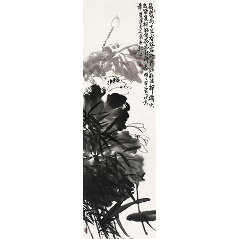 画家刘振平大写意花鸟国画作品：几柄低荷十里香
