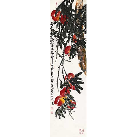 画家刘振平大写意花鸟国画作品：三千季桃实大如斗