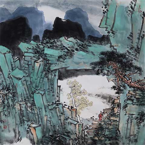 画家刘振平山水国画作品：暮霭白云昂